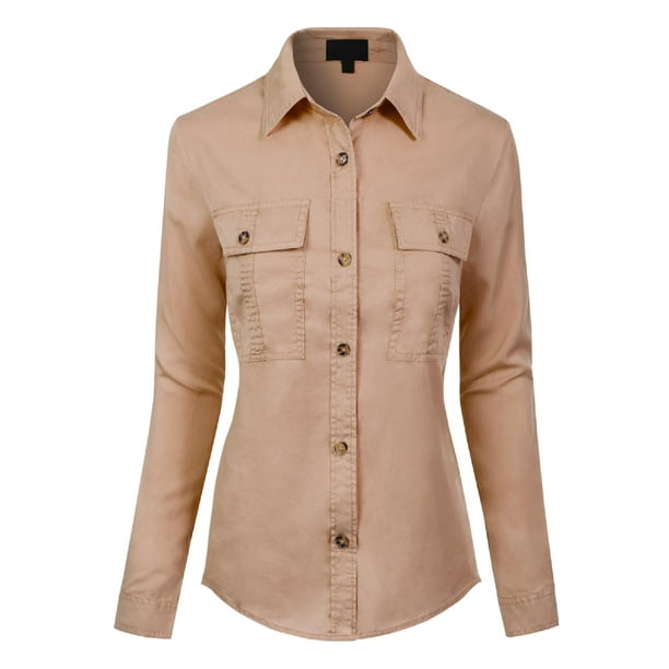 MixMatchy Womens Classic Long Sleeve Button Down Tencel Shirt with Pockets MixMatchy Womens Classic Long Sleeve Button Down Tencel Shirt with Pockets